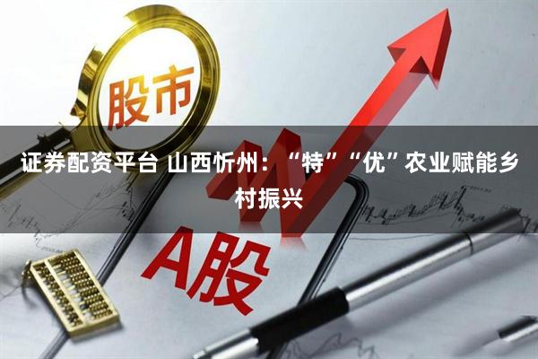 证券配资平台 山西忻州：“特”“优”农业赋能乡村振兴